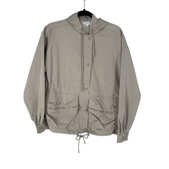 Good American Hooded Volume Rain Jacket in Summer Sand - Picture 2 of 4